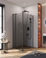 Душевой уголок прямоугольный.     SLIDER-AH-1-100-80/90-GRIGIO-NERO (800-900)x1000x1950 Cezares