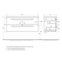 Тумба под раковину подвесная с двумя выкатными ящиками ECO-CER 117х45х50 Bianco Lucido ECO-CER-1200-2C-SO-BL CEZARES