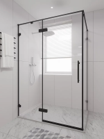 Душевой угол распашной 1500х900x2000 цвет профиля Чёрный матовый стекло прозрачное осветленное AL-SP-15090-00-B-C4 Premium Veconi
