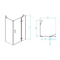 Душевой уголок RGW PA-77-1B R (PA-07B R + Z-060-2B + держатель O-204B) прямоугольный  100* 80*195 410877108-084R профиль Чёрный стекло Прозрачное(Принт) 6 мм RGW