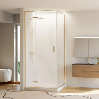 Душевой угол раздвижной прямоугольный RV073RG/L-8080-06-C4 800х800х1950 Цвет профиля Золото брашинг Стекло Дождь Veconi