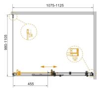Душевой уголог: прямоугольный STYLUS-SOFT-AH-1-110/100-C-Cr  1100x1100x1950 Cezares
