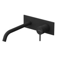 Смеситель для раковины встраиваемый, однорычажный, излив и ручка на единой площадке, с донным клапаном Ручка "антикапля" LEAF-BLI1-20-L-NOP Чёрный матовый ручка  Чёрный матовый Cezares