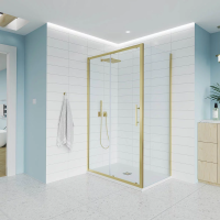 Душевой угол раздвижной E1-SP-G-130120-01-C9 1300х1200x1950 Цвет профиля Золото брашинг Стекло  Прозрачное Veconi