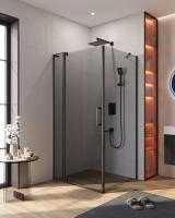 Душевой уголок прямоугольный.     SLIDER-AH-1-100-100/110-GRIGIO-NERO (1000-1100)x1000x1950 Cezares