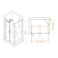 Душевой уголок RGW PA-144 (PA-104 + Z-050-2 + O-204) прямоугольный  100* 80*195 060814408-11 профиль Хром стекло Прозрачное 6 мм RGW